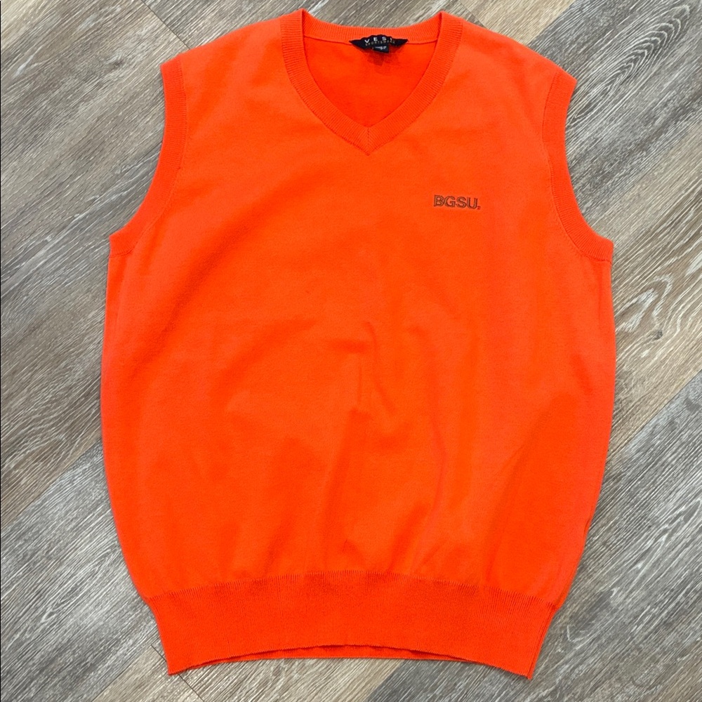 Classic Bowling Green State University V-Neck Sweater Vest in Orange —